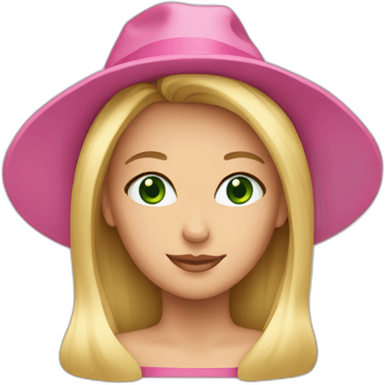 blonde with green eyes in a pink hat emoji