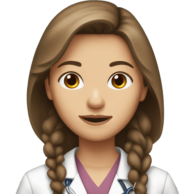 pretty doctor, female, brown long hair emoji