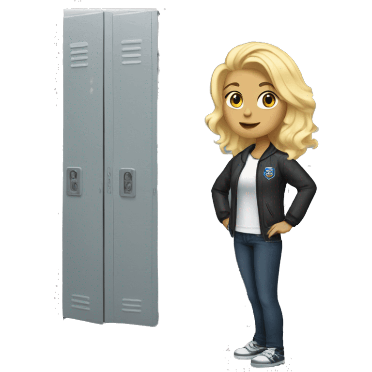 Locker room animated whit blond hair, arms and jacket  emoji