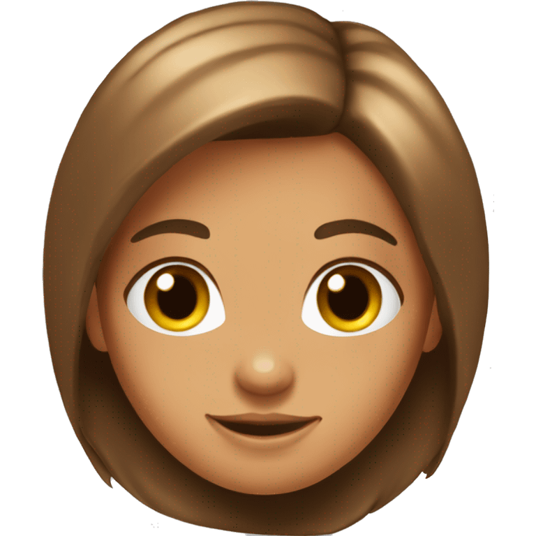 a tanned girl with brown poofylong hair with   emoji