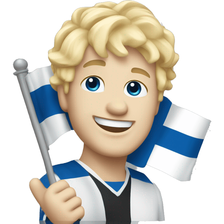 Male with blonde hair and blue eyes waving hand smiling with a Scotland flag 🏴󠁧󠁢󠁳󠁣󠁴󠁿  emoji