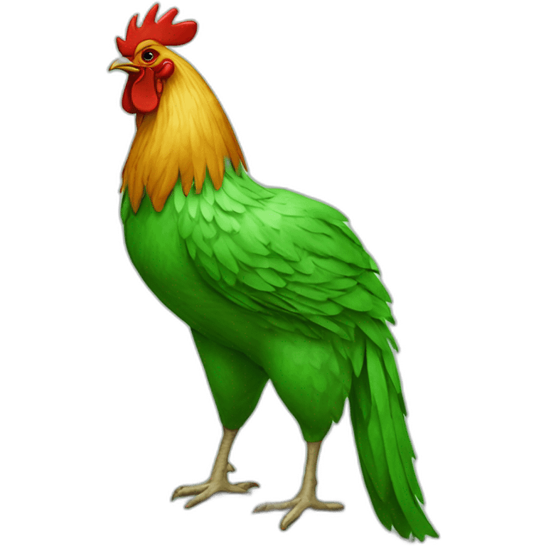 green rooster eats cat emoji