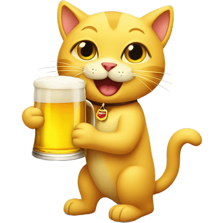 yellow cat drink beer emoji