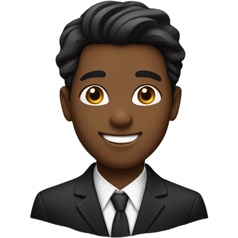 boy brown skin in a black suit, hair part way, smiling emoji