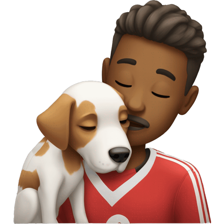 Soccer player kissing a dog emoji