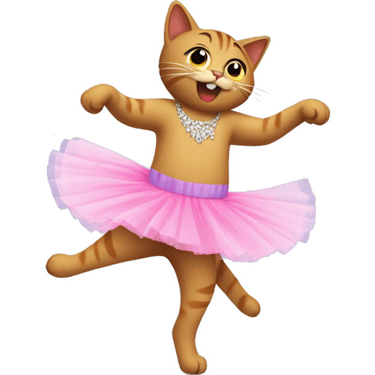 Cat dancing and wearing a tutu emoji