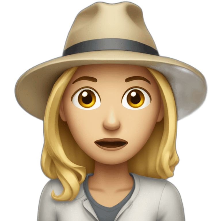 scared white woman with a hat emoji