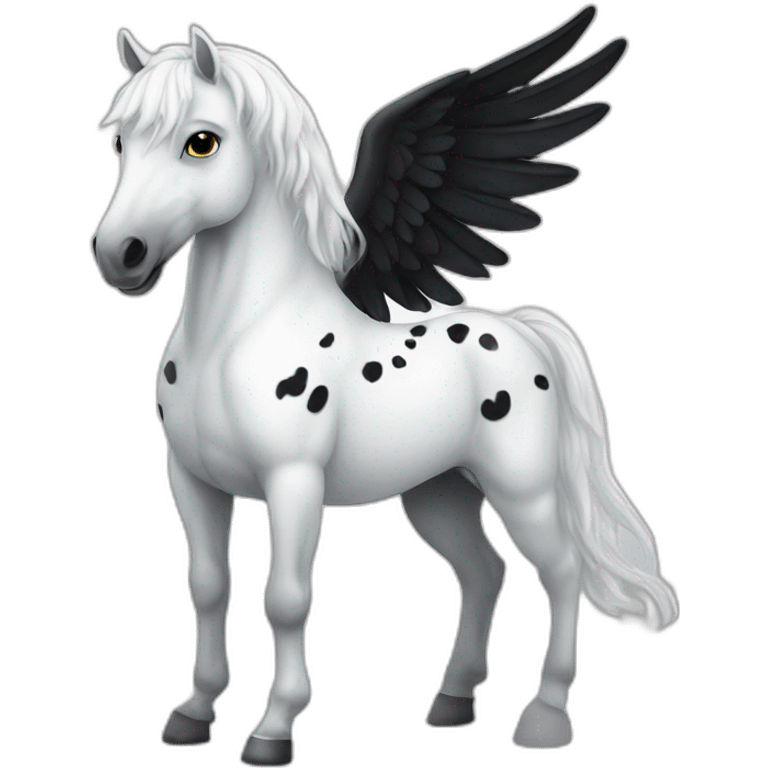 White horse with black spots and wings emoji