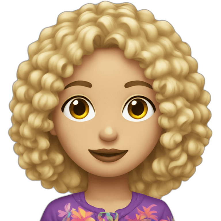 Rubia rizos hippie emoji