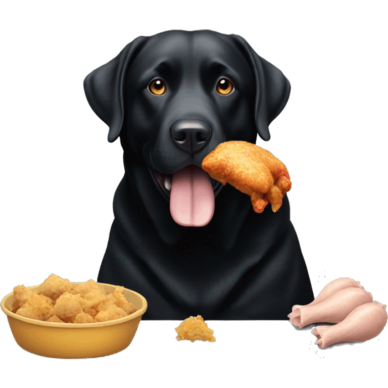 fat black lab eating chicken emoji