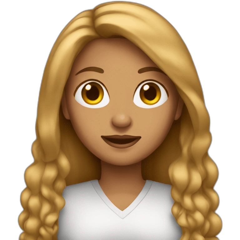 woman tan skin long hair on laptop emoji