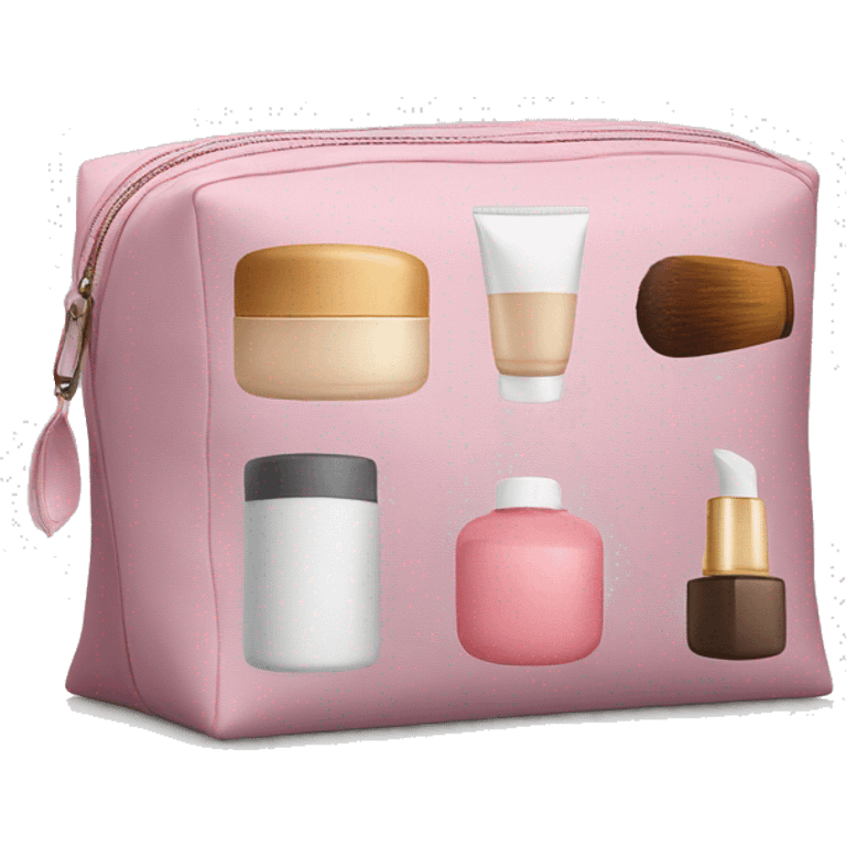 cosmetic bag from which cosmetics are visible emoji