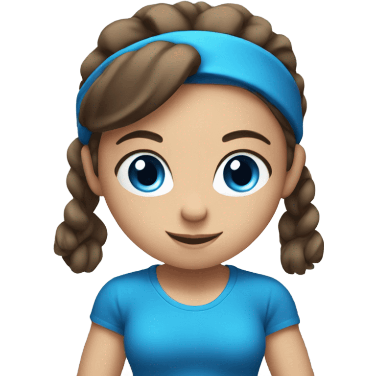 Girl lifting weights, brown hair and bright blue eyes  emoji