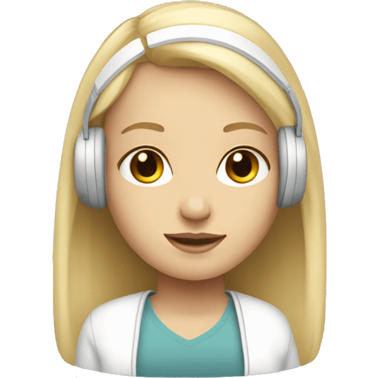 Straight blonde hair girl with white headphone emoji