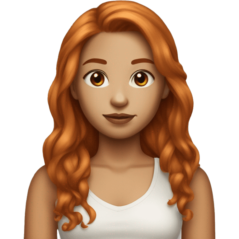 lightskik girl situ furly hair colored ginger, brown eyes,  emoji