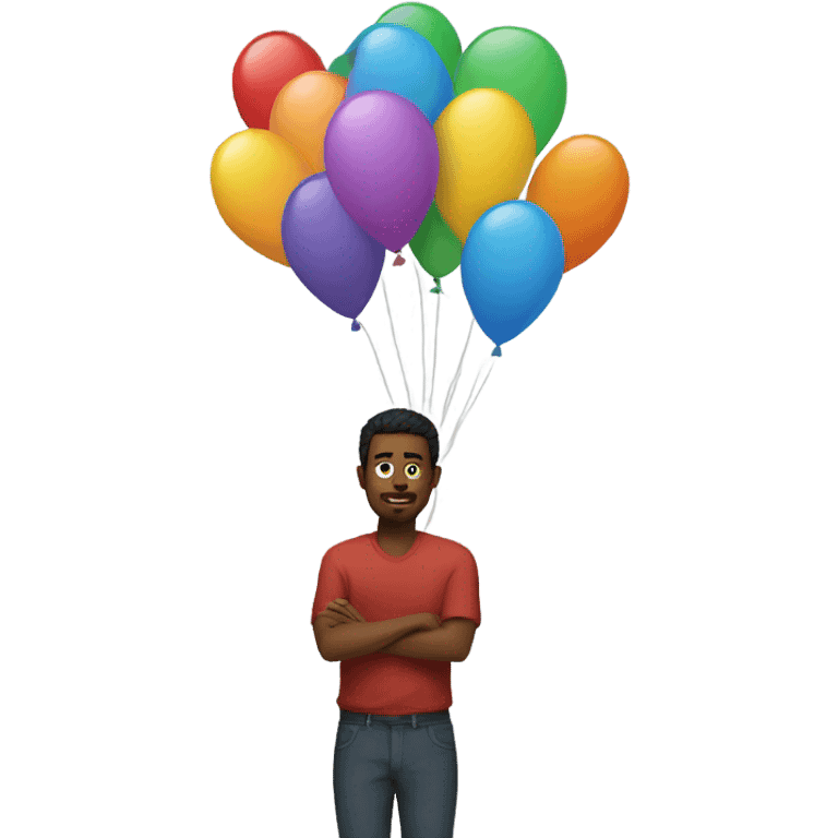 Man with big balloons instead of hands emoji