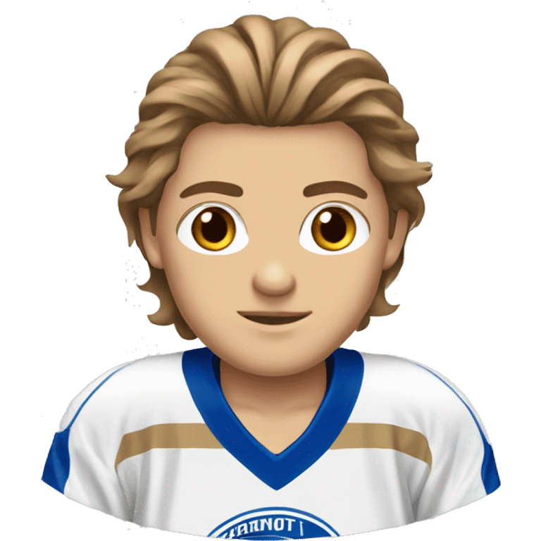 tan boy brown long flow hair blue eyes hockey jersey emoji