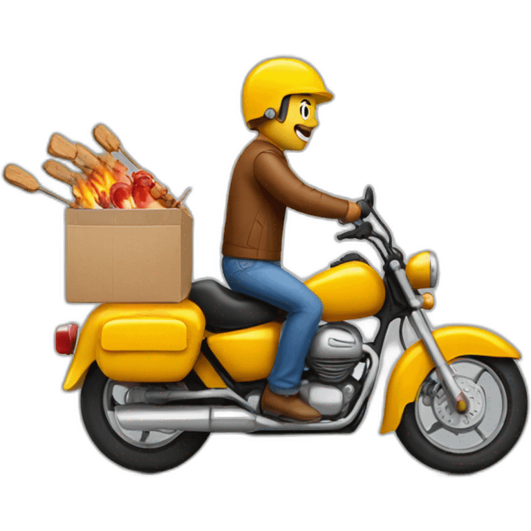 barbecue skewer on a motorbike making deliveries emoji