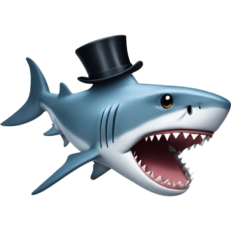 Shark with a top hat emoji