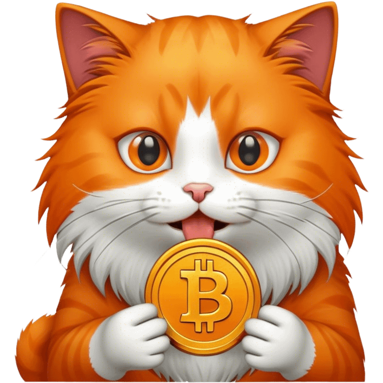 Cat eating bitcoin emoji