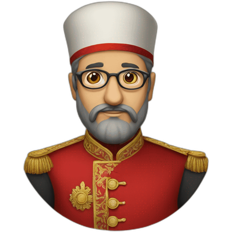 ottoman pasha wearing glasses and red fez emoji