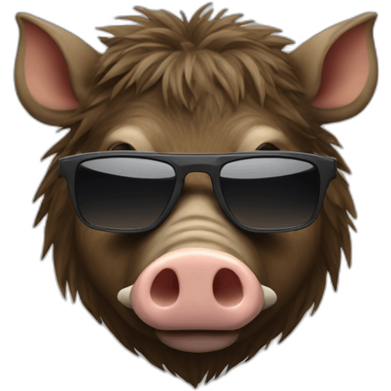 Boar face with tusk and sunglasses emoji