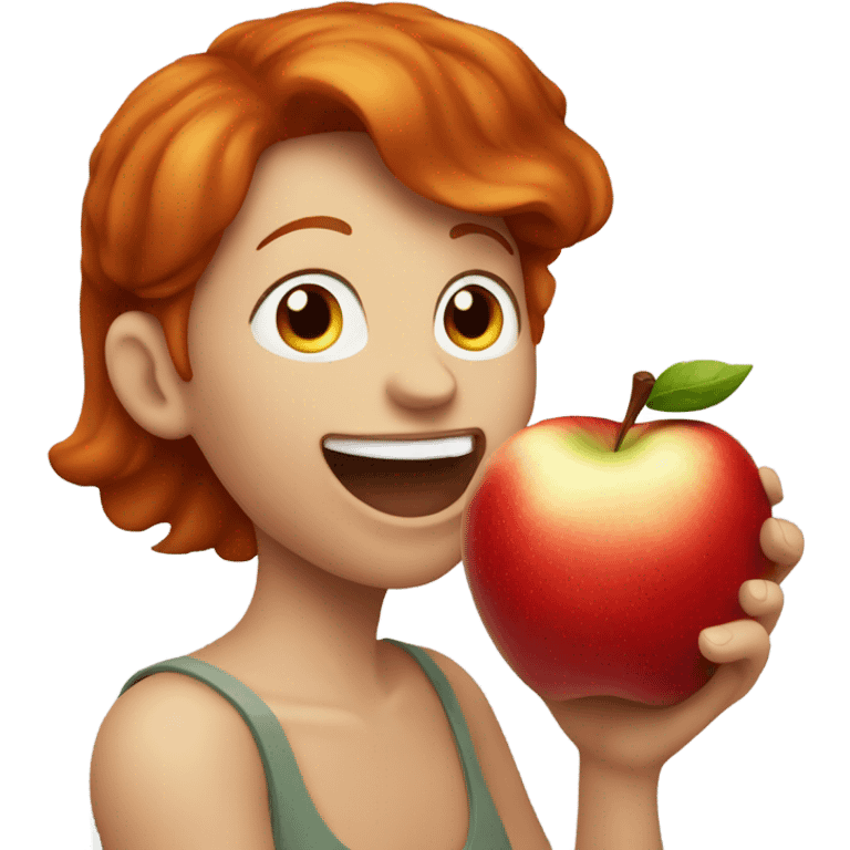 Juicy apple bite from a redhead emoji