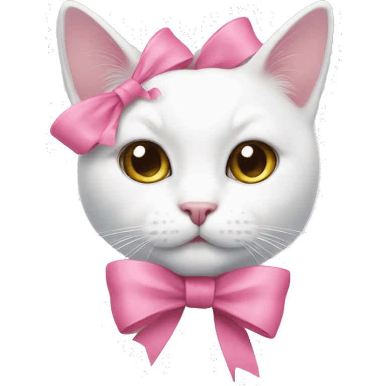 White cat with pink bow emoji