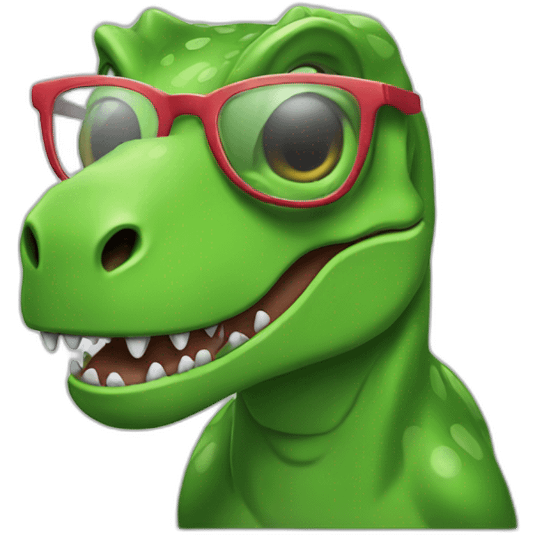 elderly green t rex with glasses emoji