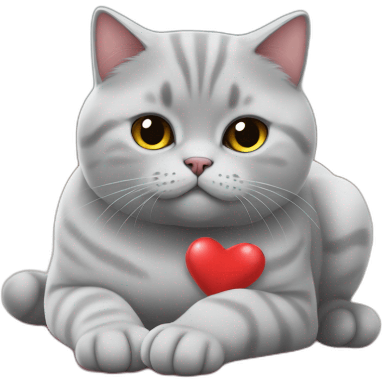 Cat (british shorthair) poopes out a big heart emoji