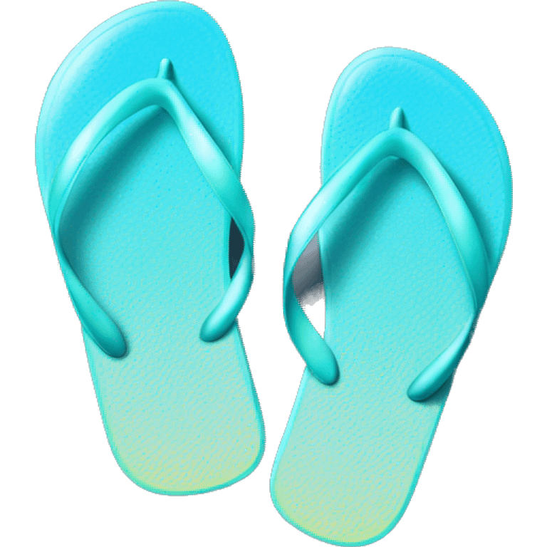 Realistic light blue gradient pair of summer flip flops isolated. emoji