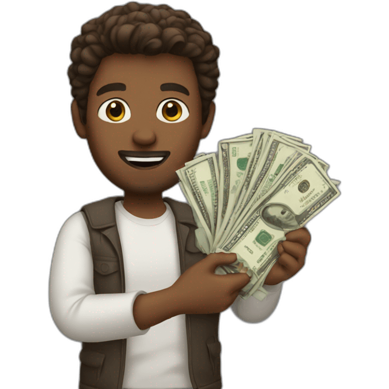 white man with brown hair holding money emoji