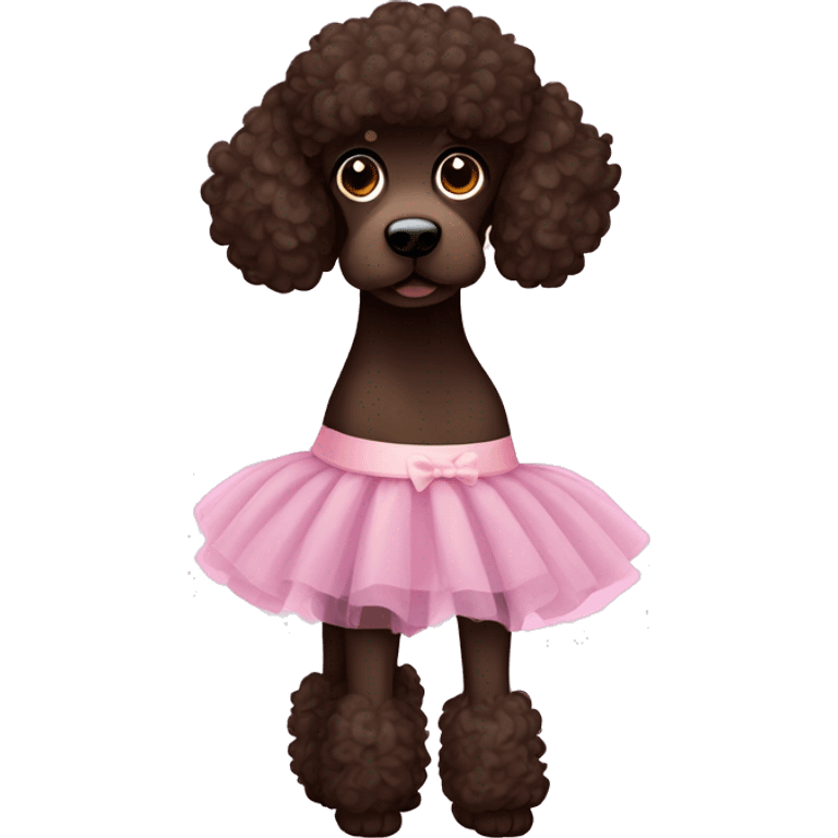 Dark Brown poodle wearing a ballet tu tu emoji