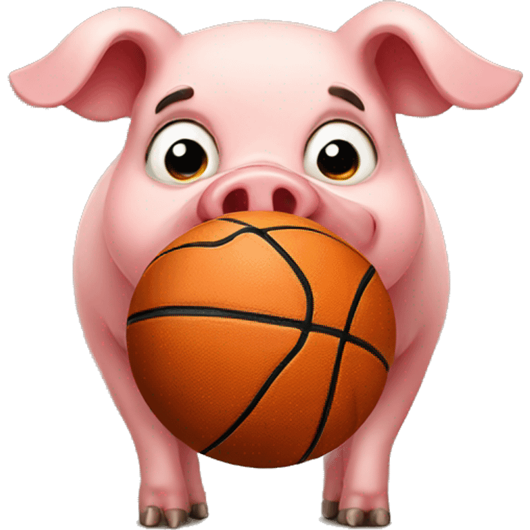 Pig who loves a basketball emoji