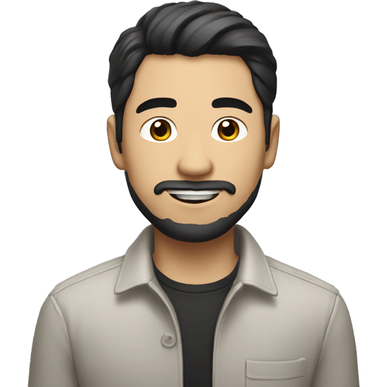 white asian looking man with black hair and dressed in smart casual, he has a little bit of beard emoji