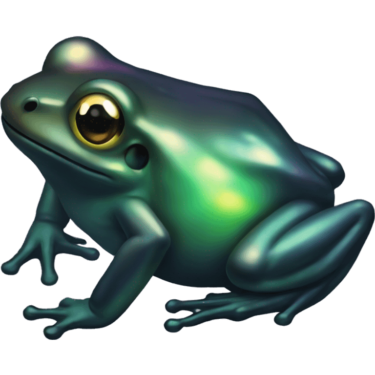 Dark iridescent frog glowing emoji