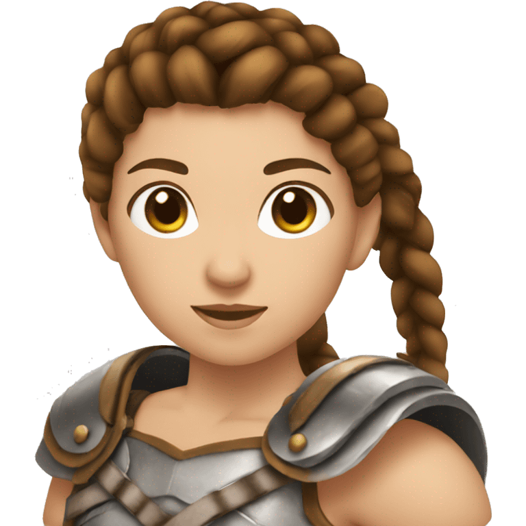 Girl gladiator with brown hair and braids emoji