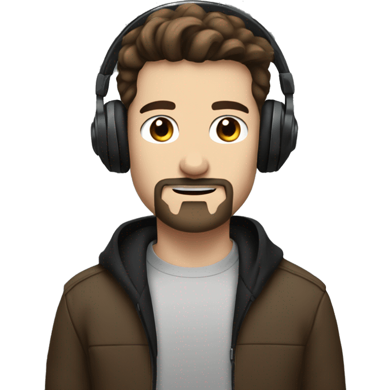 cool guy blue eyes brown hair headphones black goatee emoji