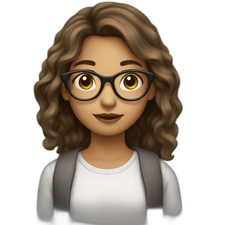 Girl-with-long-hair-brown-eyes-wearing-glasses emoji