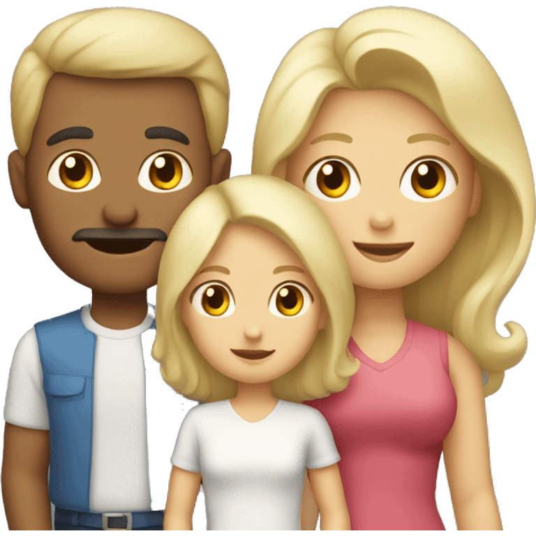 dark hair father and blond mother and two children emoji