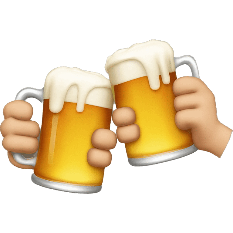 Apple emoji hands holding beer mugs making a toast emoji