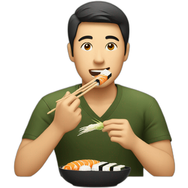 Asian guy eating sushi emoji