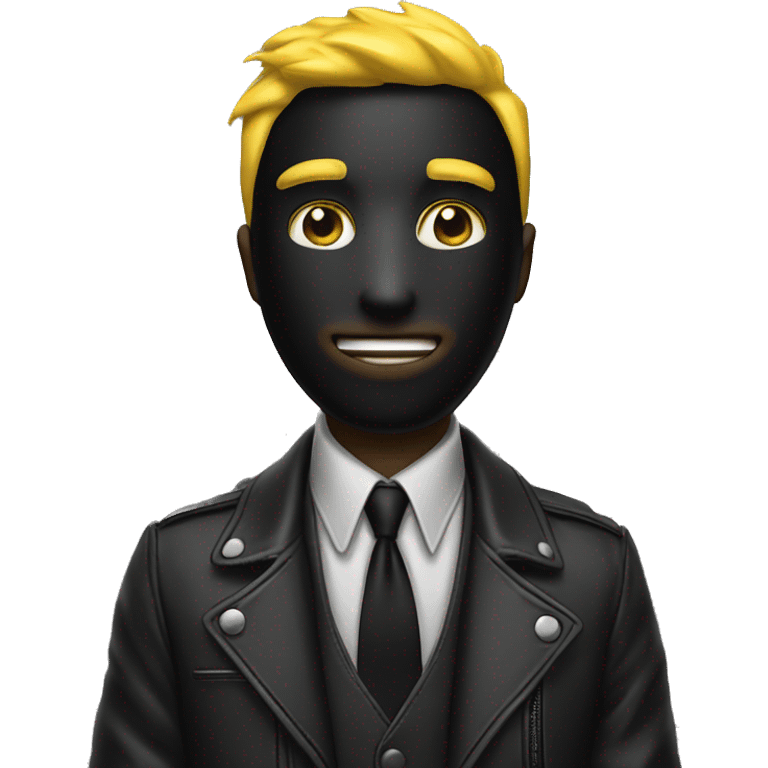 Yellow hair black masker Guy whi money bag ant whit black lines jacket emoji