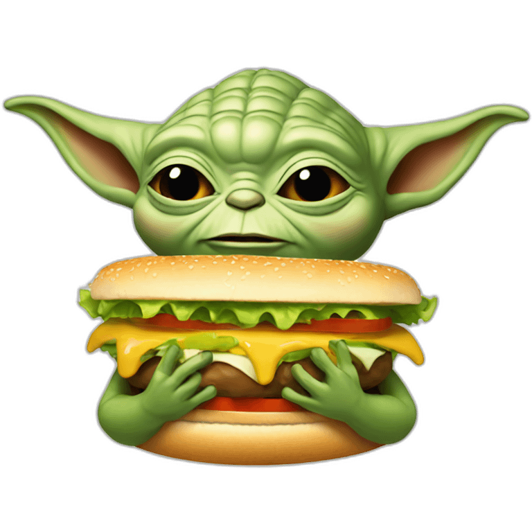 happy yoda eat burger emoji