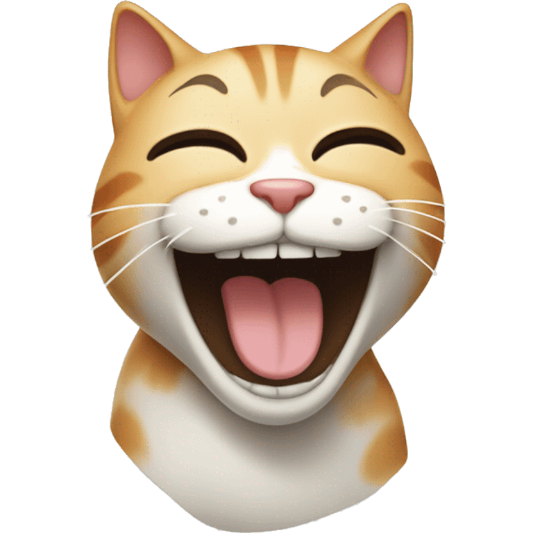 A cute cat laughing emoji