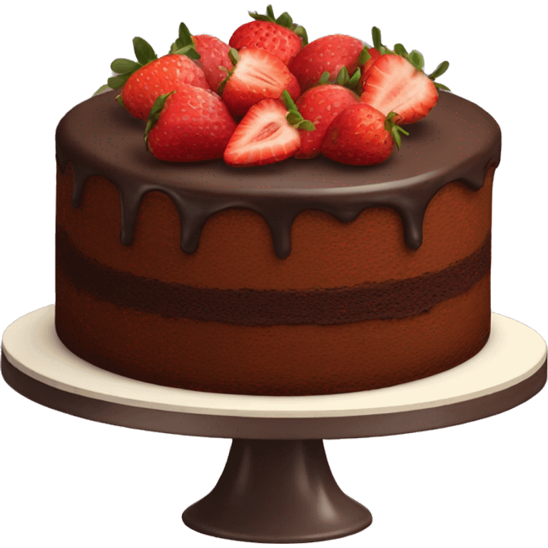 chocolate cake with strawberries on top emoji