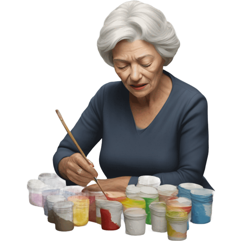 3d hyper realistic senior woman painting  emoji