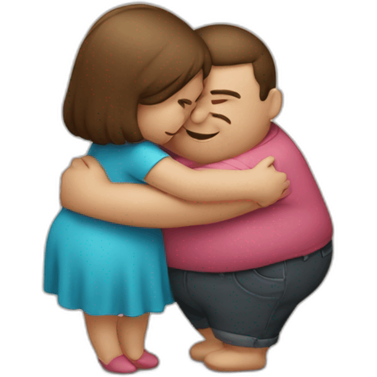 Fat boy hug slim girl emoji