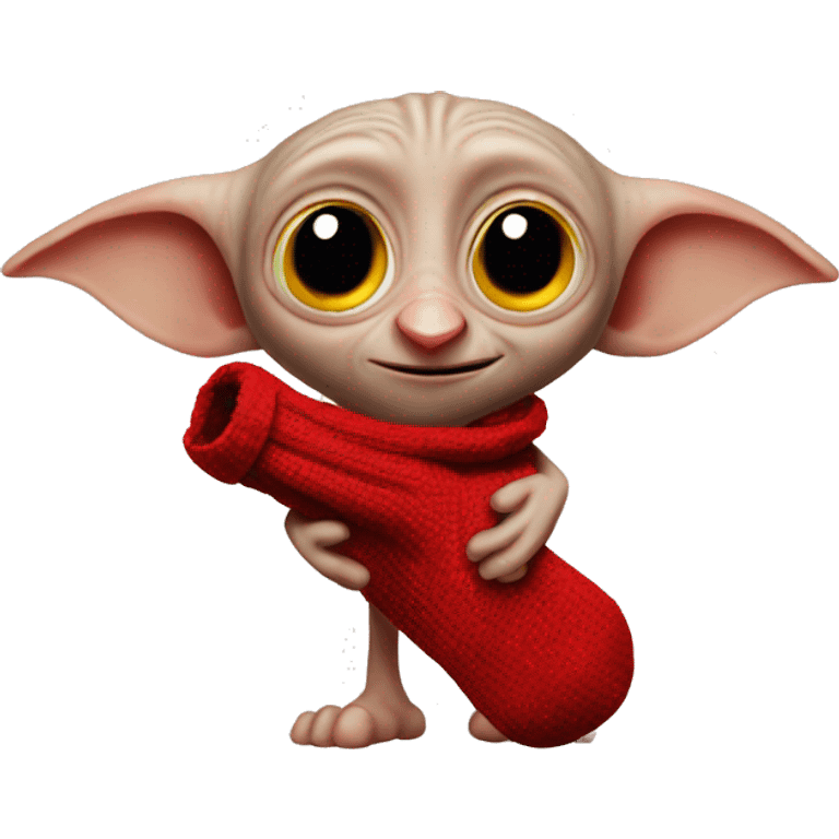 Dobby holds a red sock in his hand emoji