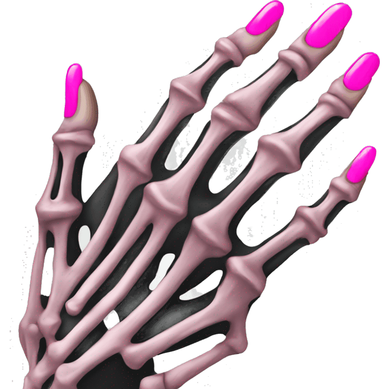 Skeleton hand with pink nails pretty emoji